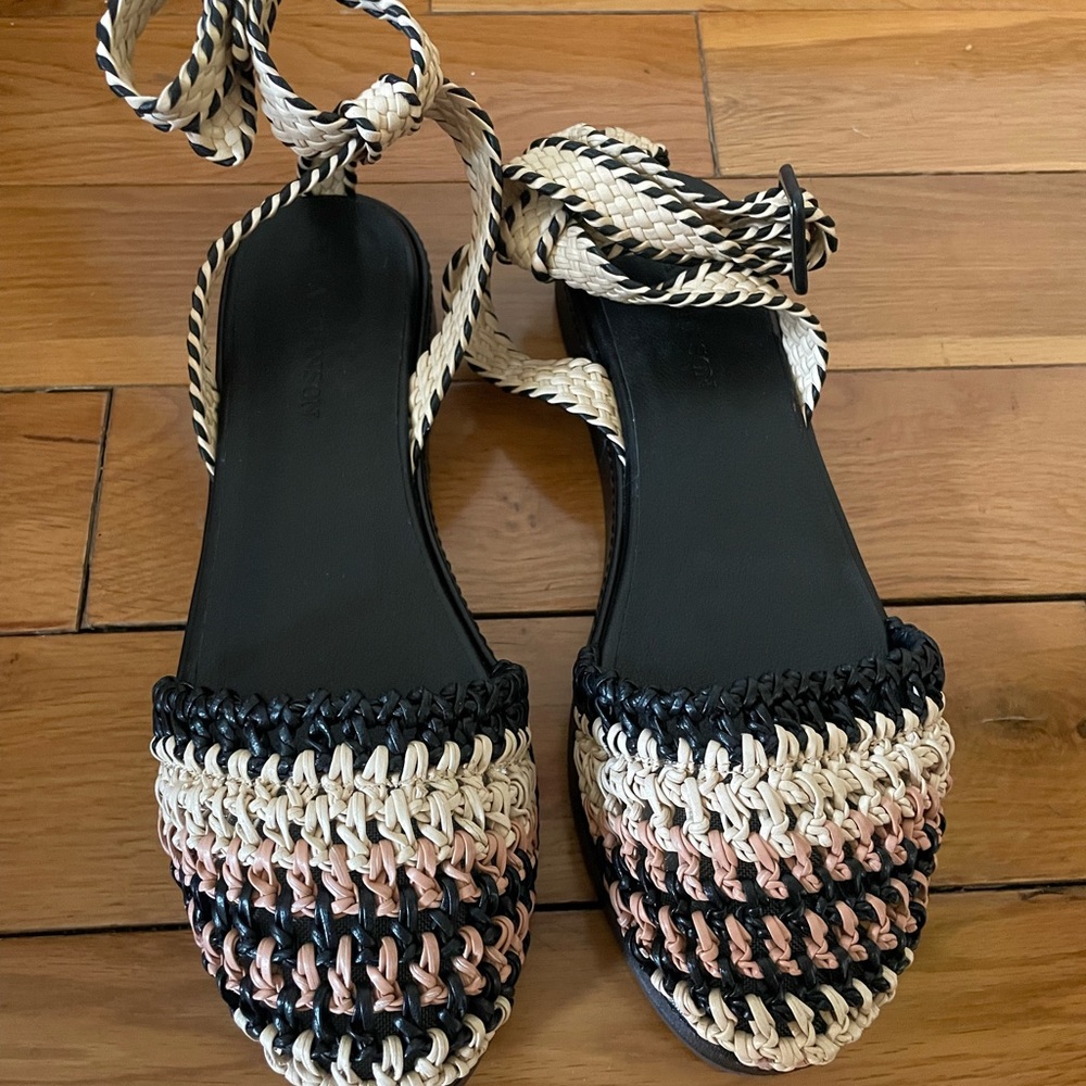 ❤️ NWB  $595 Ulla Johnson Black Polonio Crochet  Platform Sandals - Picture 5 of 10